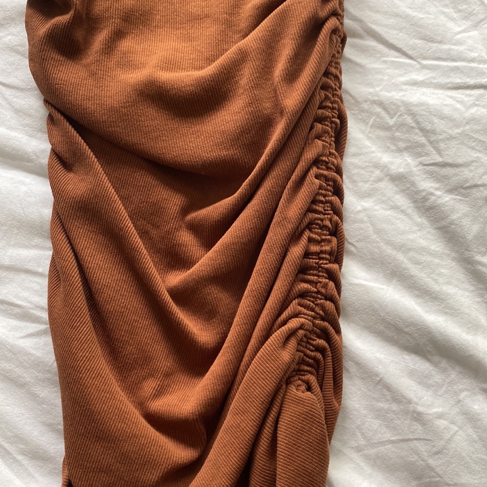 Zara Rust Ruched Dress - Picture 5 of 5